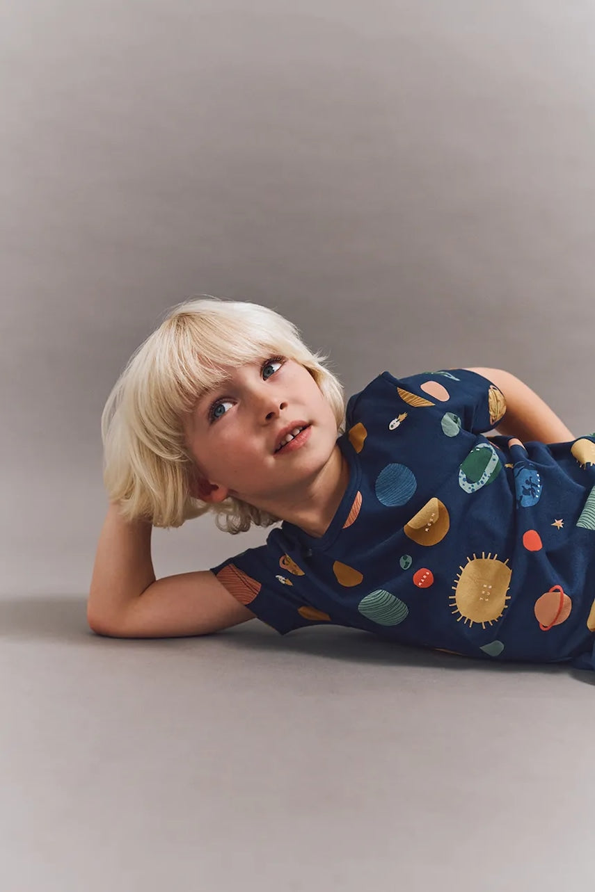 Dječja pamučna majica kratkih rukava Liewood Apia Printed Shortsleeve T-shirt boja: tamno plava, s uzorkom, LW20355