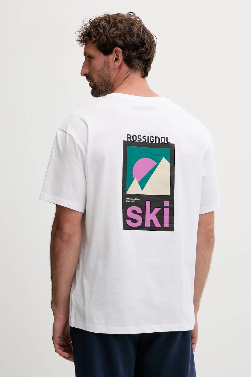 Bombažna kratka majica Rossignol WATERFALL RELAX moška, bela barva, RLOMY05
