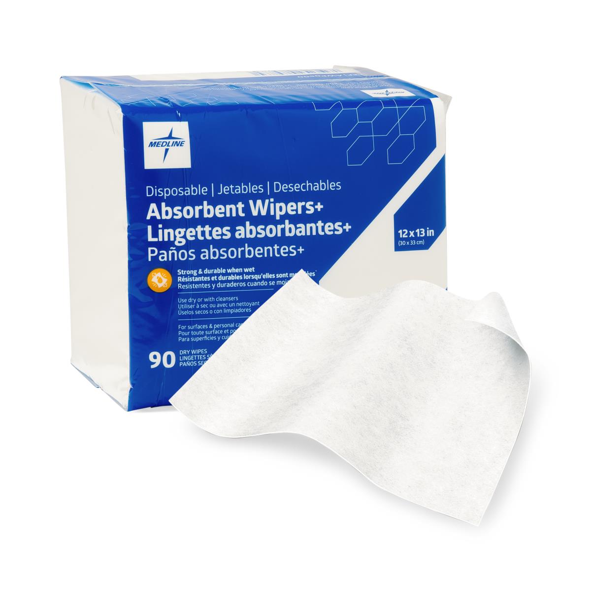 Absorbent Wipers+ Dry Wipes, 12" X 13", Case of 1080