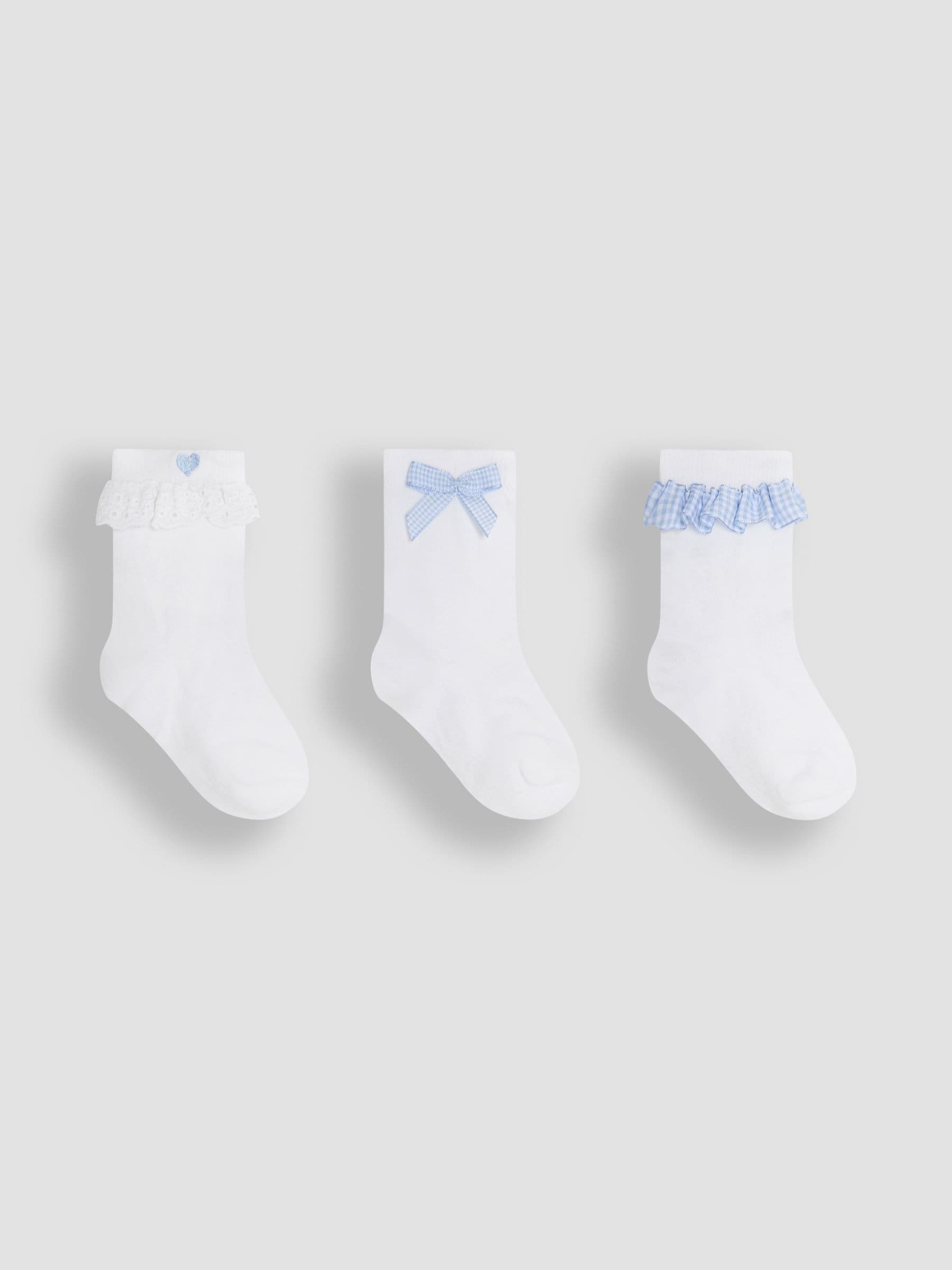 Blue Frilly Socks 3 Pack 2-4 Yrs