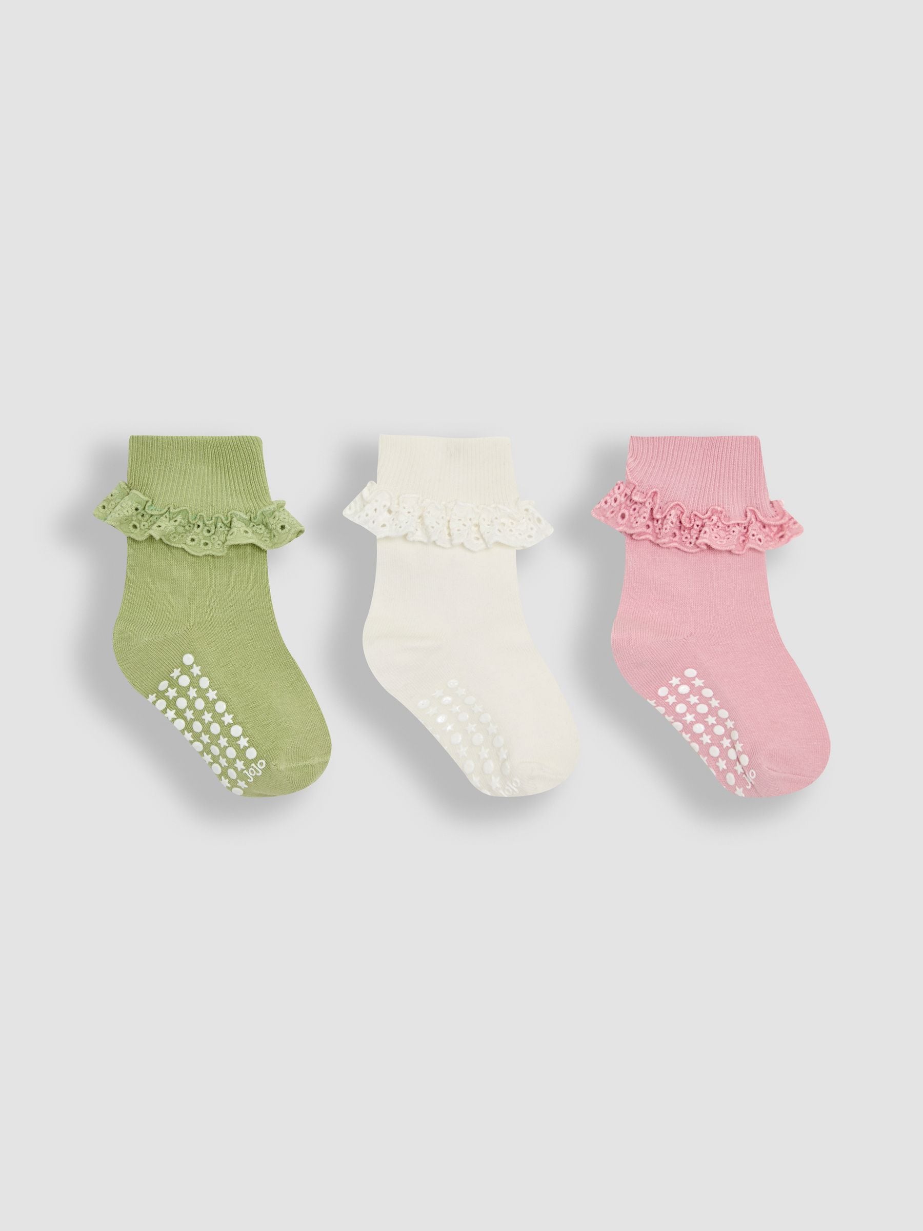 Khaki Frilly Socks 3 Pack 2-4 Yrs