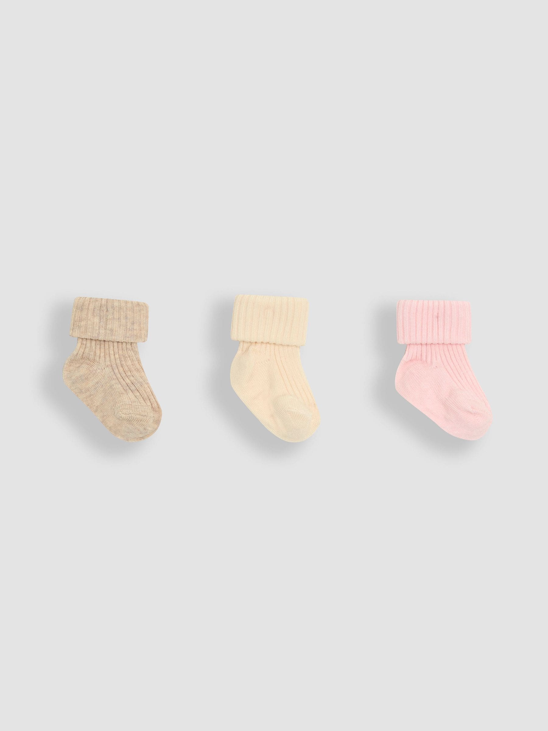 Dusky Pink 3-Pack Ribbed Baby Socks Newborn