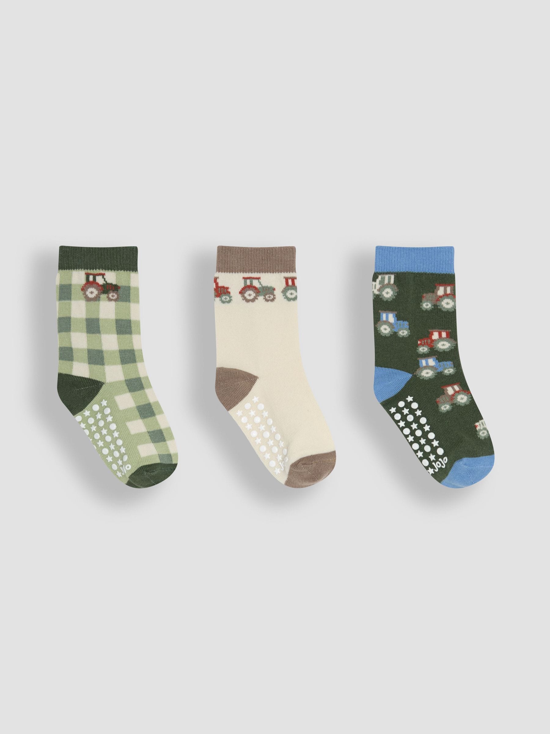 Neutral Printed Socks 3 Pack 6-12 Mths