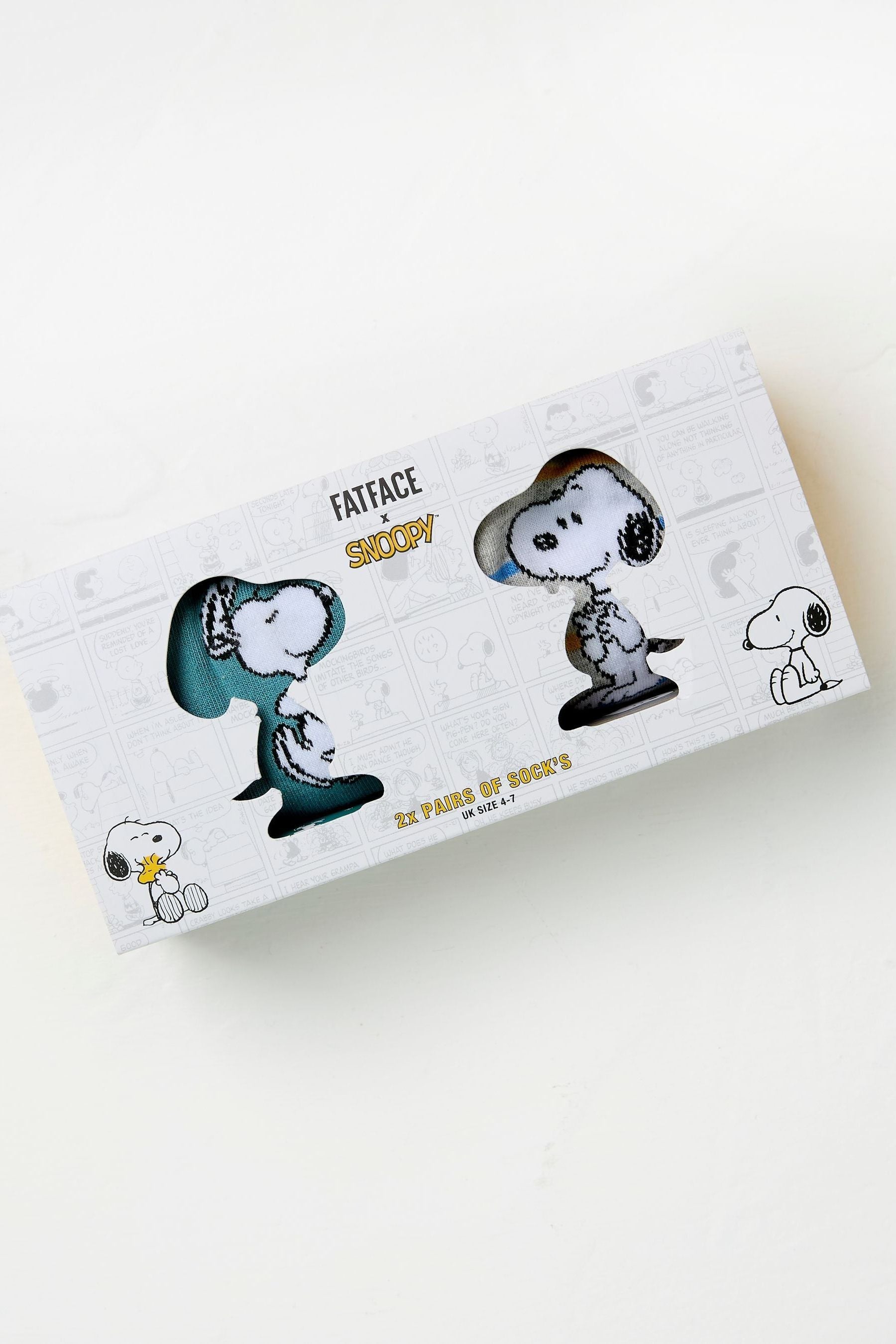 Fat Face - Multi Colour Snoopy Socks in a Gift Box 2 Pack
