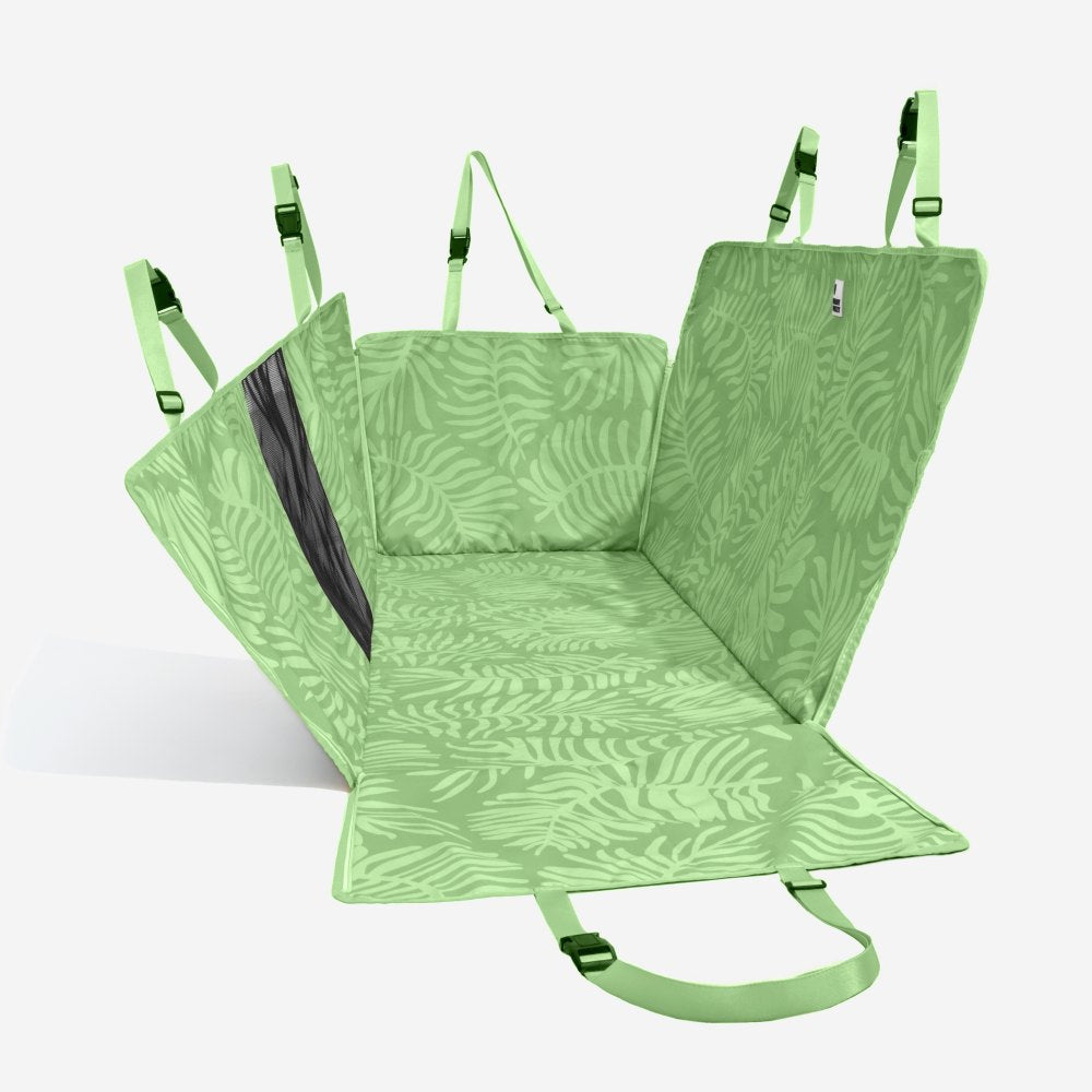 Areca Palm Print Waterproof Dog Car Back Seat Cover - Tropical Charm, Areca Palm Green