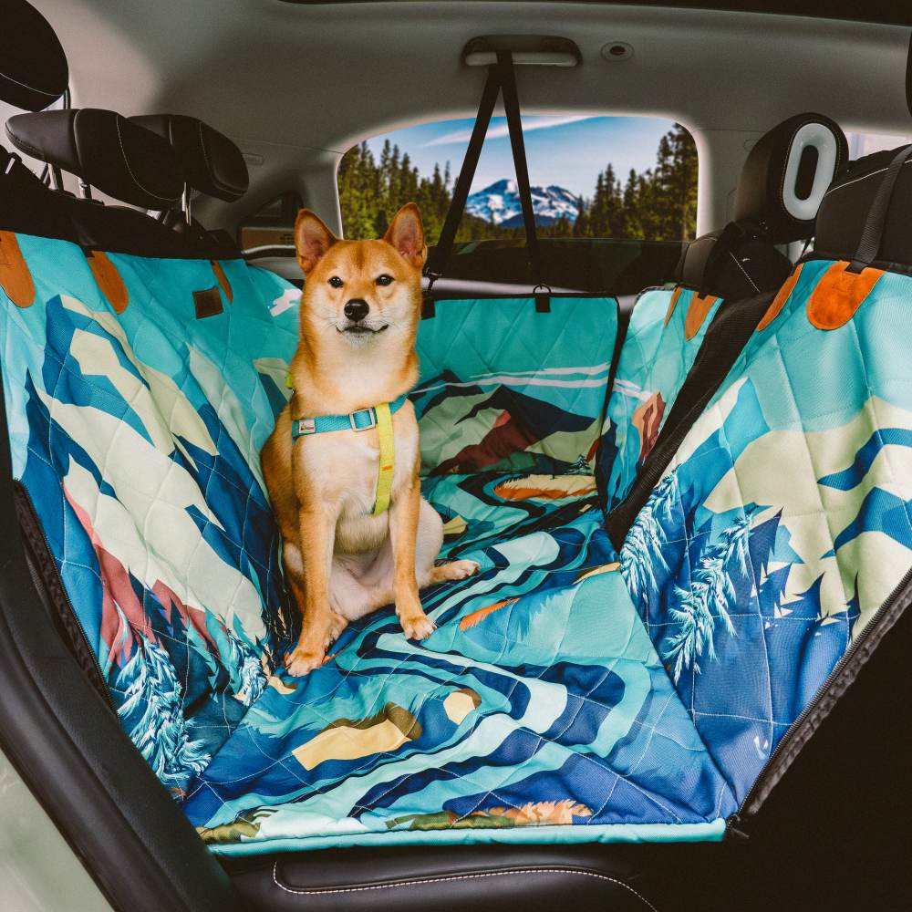 Areca Palm Print Waterproof Dog Car Seat Cover - Tropical Charm, Mountain