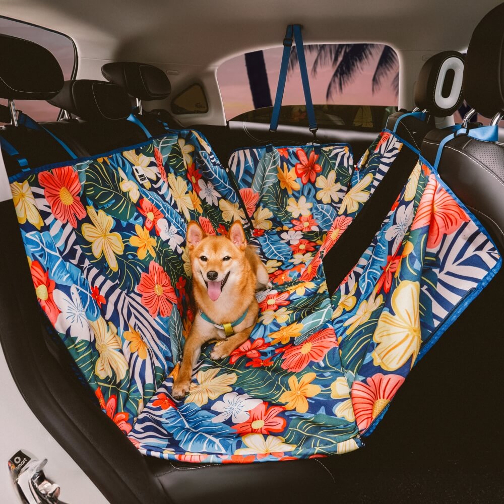 Areca Palm Print Waterproof Dog Car Back Seat Cover - Tropical Charm, Flower