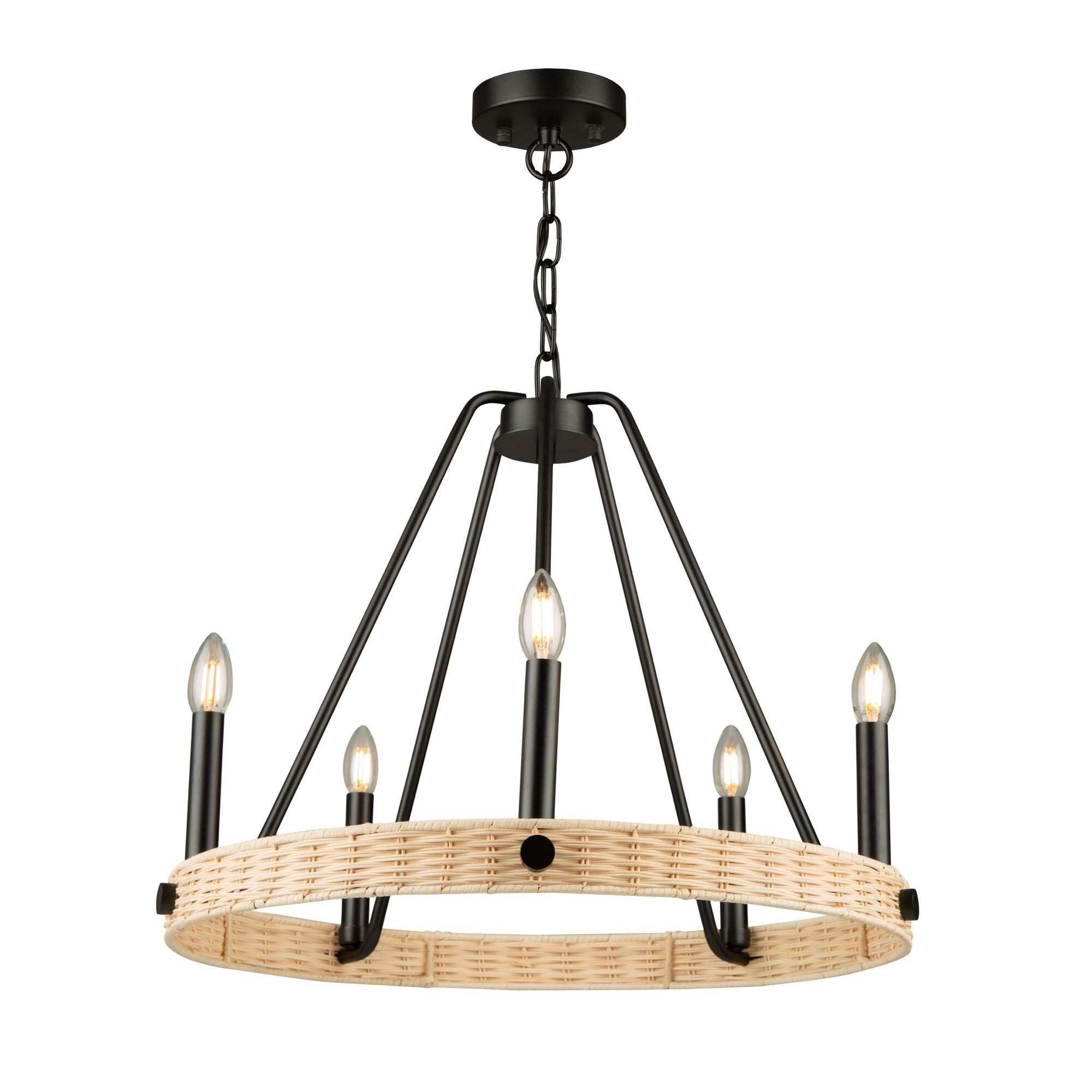Artcraft Perris 24 Inch 5 Light Chandelier Perris - AC11715BK - Modern Contemporary