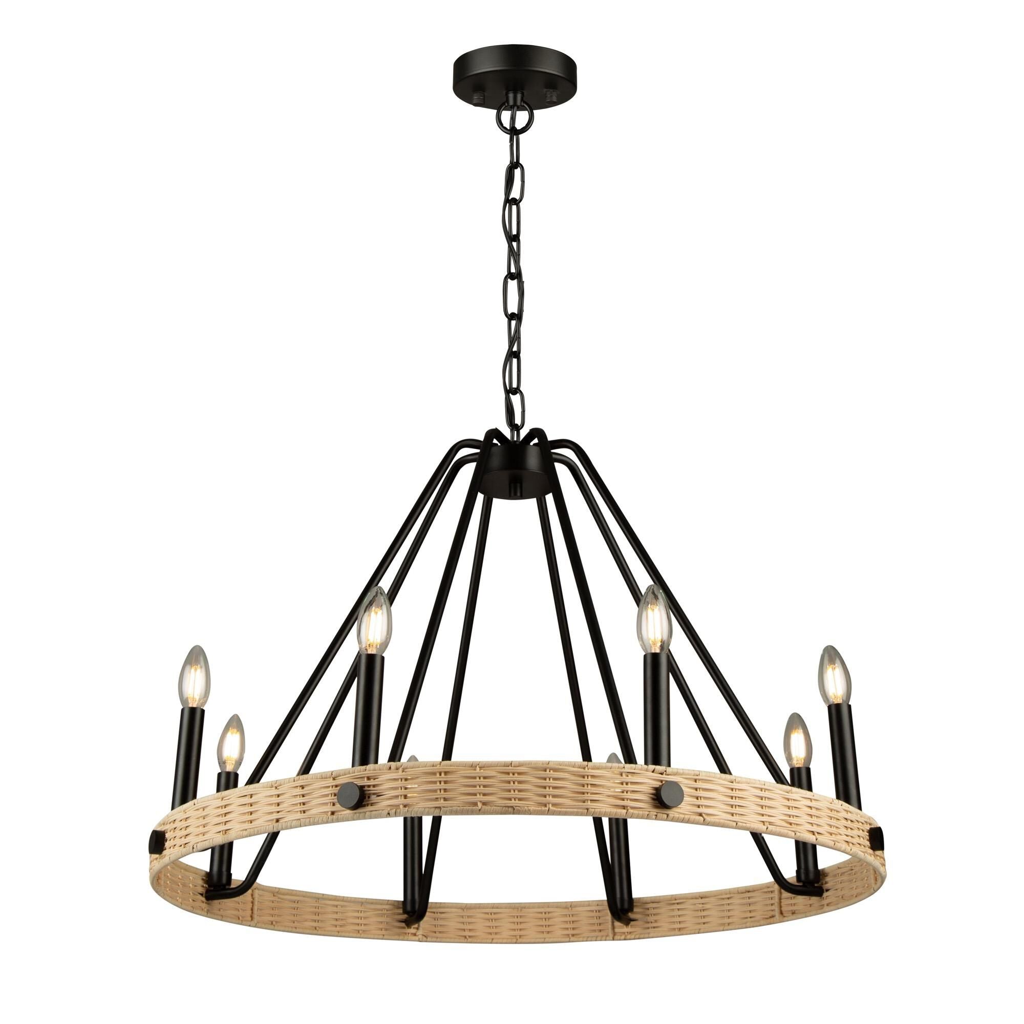 Artcraft Perris 32 Inch 8 Light Chandelier Perris - AC11718BK - Modern Contemporary
