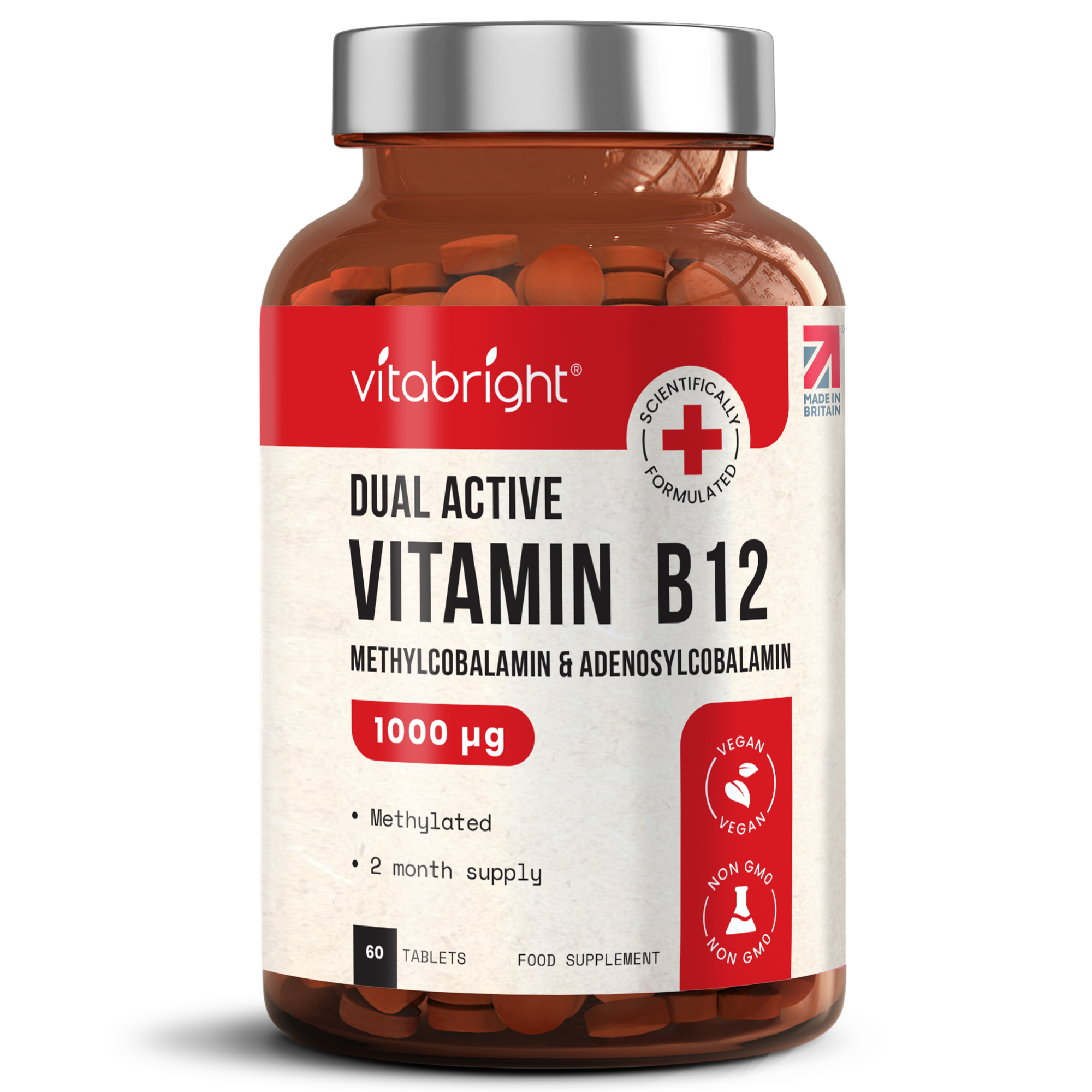 Dual Active Vitamin B12 - 60 Vegan Tablets