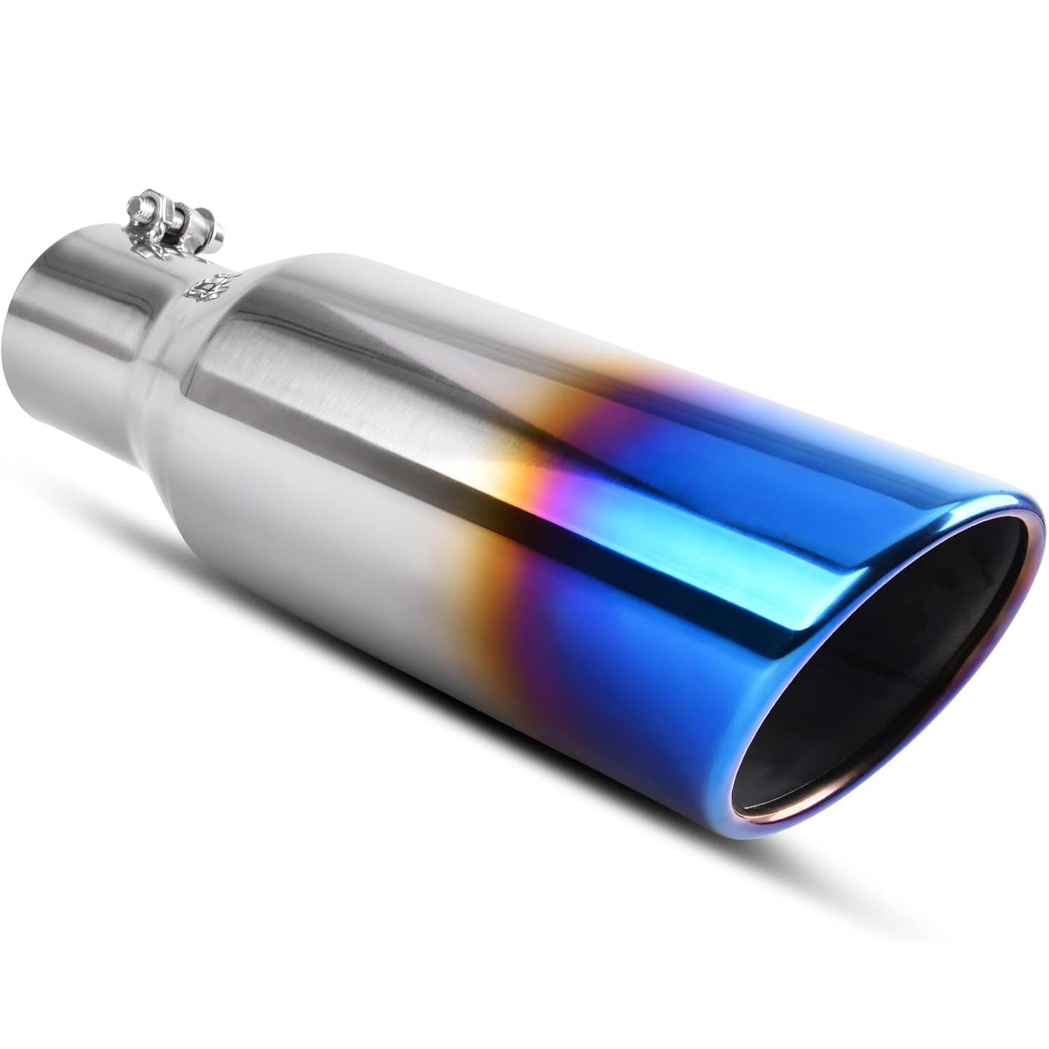 2.5" Inlet Exhaust Tips, 2.5 Inch Inlet 4in Outlet 12 in Overall Length Stainless Steel Chrome-Plated Finish Exhaust Tailpipe Tip