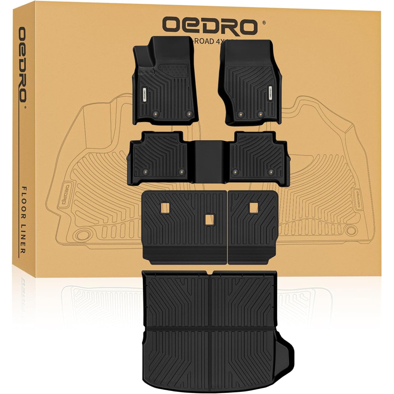 OEDRO Floor Mats Fits for 2022-2025 Jeep Grand Cherokee 5 Seats (Include 4xe Not for WK or L), All Weather Floor Mats Trunk Cargo Mat with Backrest Pr