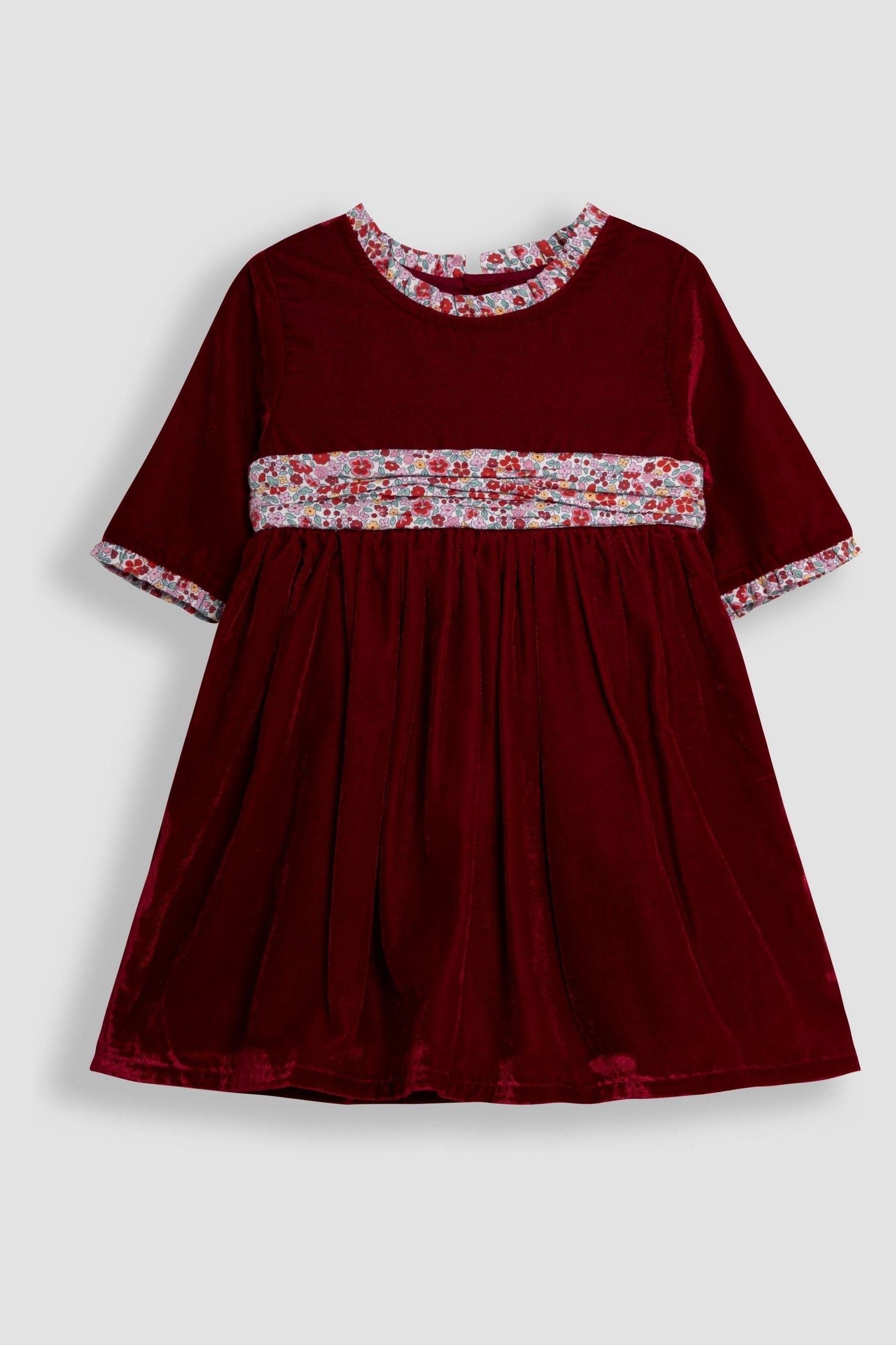 Red Floral Peter Pan Collar Velvet Party Dress 6-12 Mths Matron Inn