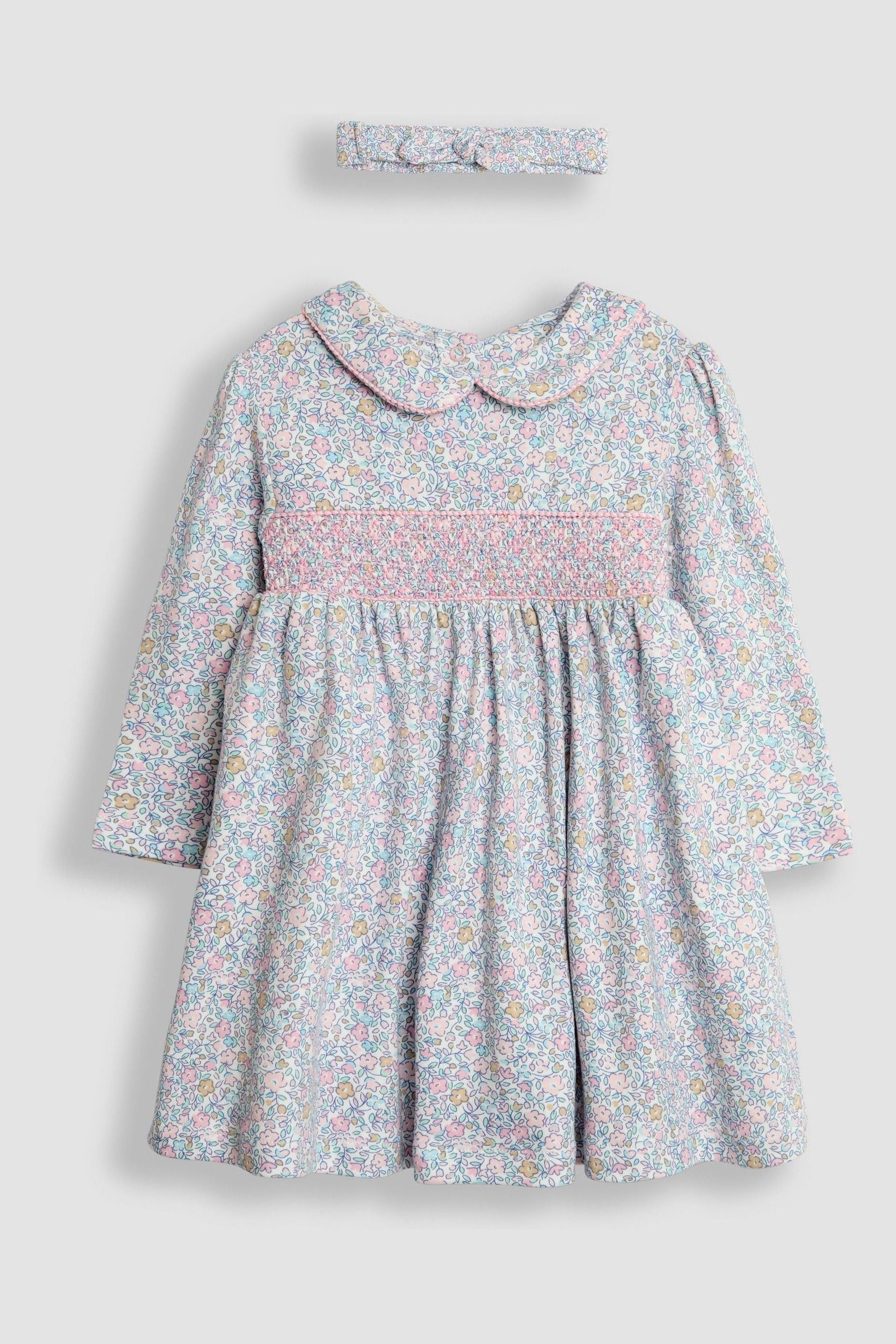 Rose Pink Ditsy Floral Smocked Peter Pan Dress 0-3 Mths Matron Inn