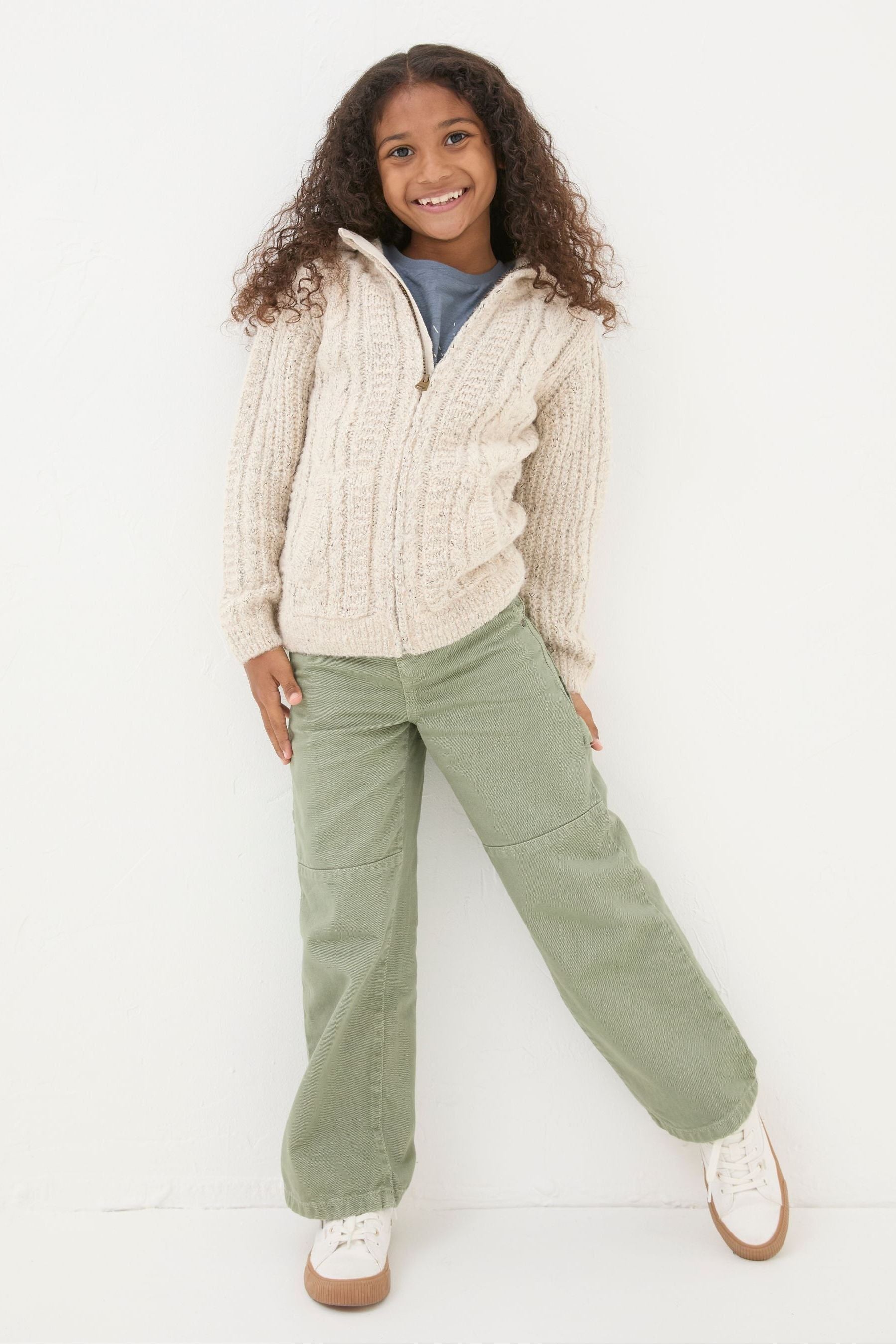 Fat Face - Alicia Cream Knit Hoodie