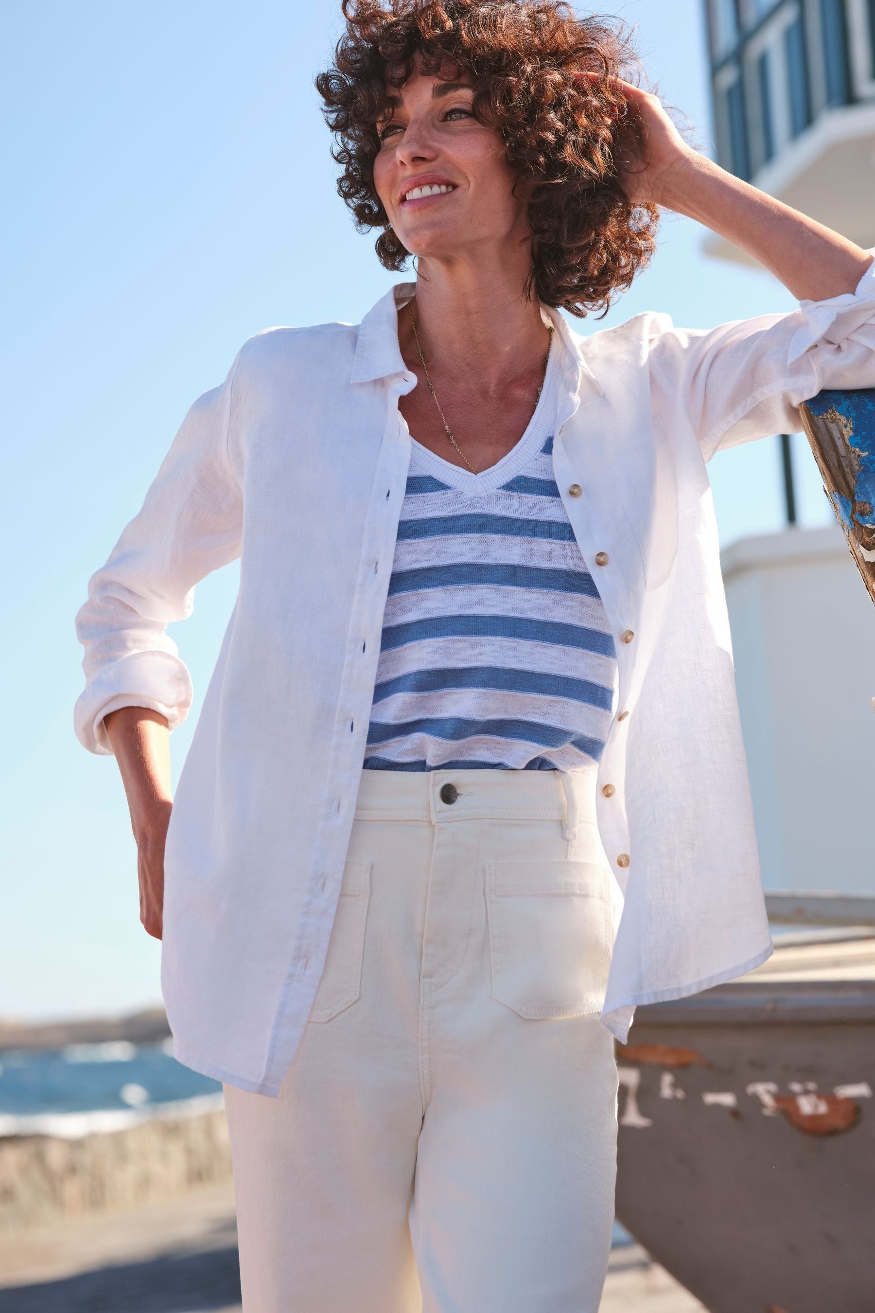 Fat Face - Breton Blue Stripe Knitted Tank