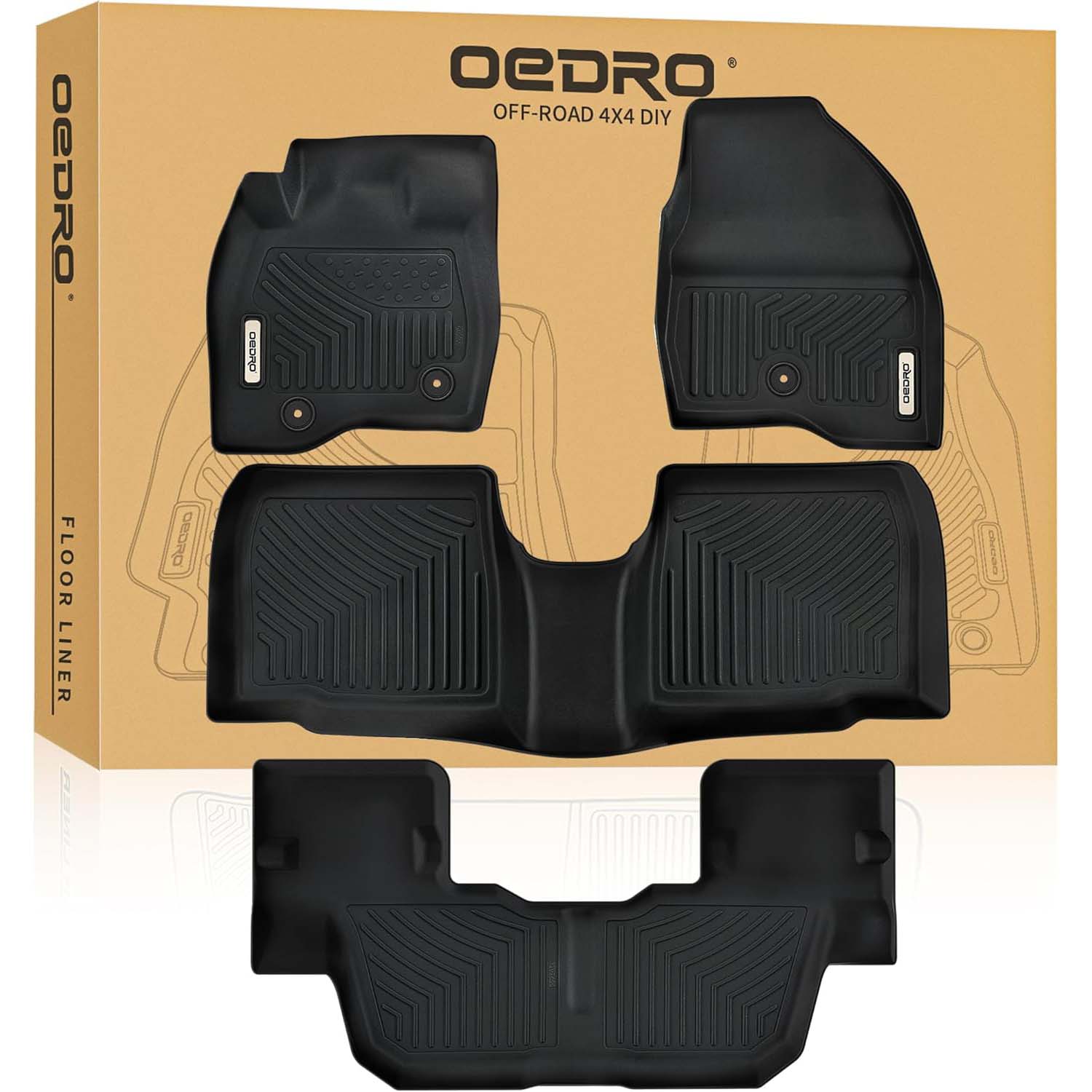 OEDRO Floor Mats Fit for 2015-2019 Ford Explorer Without 2nd Row Center Console,7 Seaters Only TPE All Weather Car Mats Accessories Includes 1st 2nd a