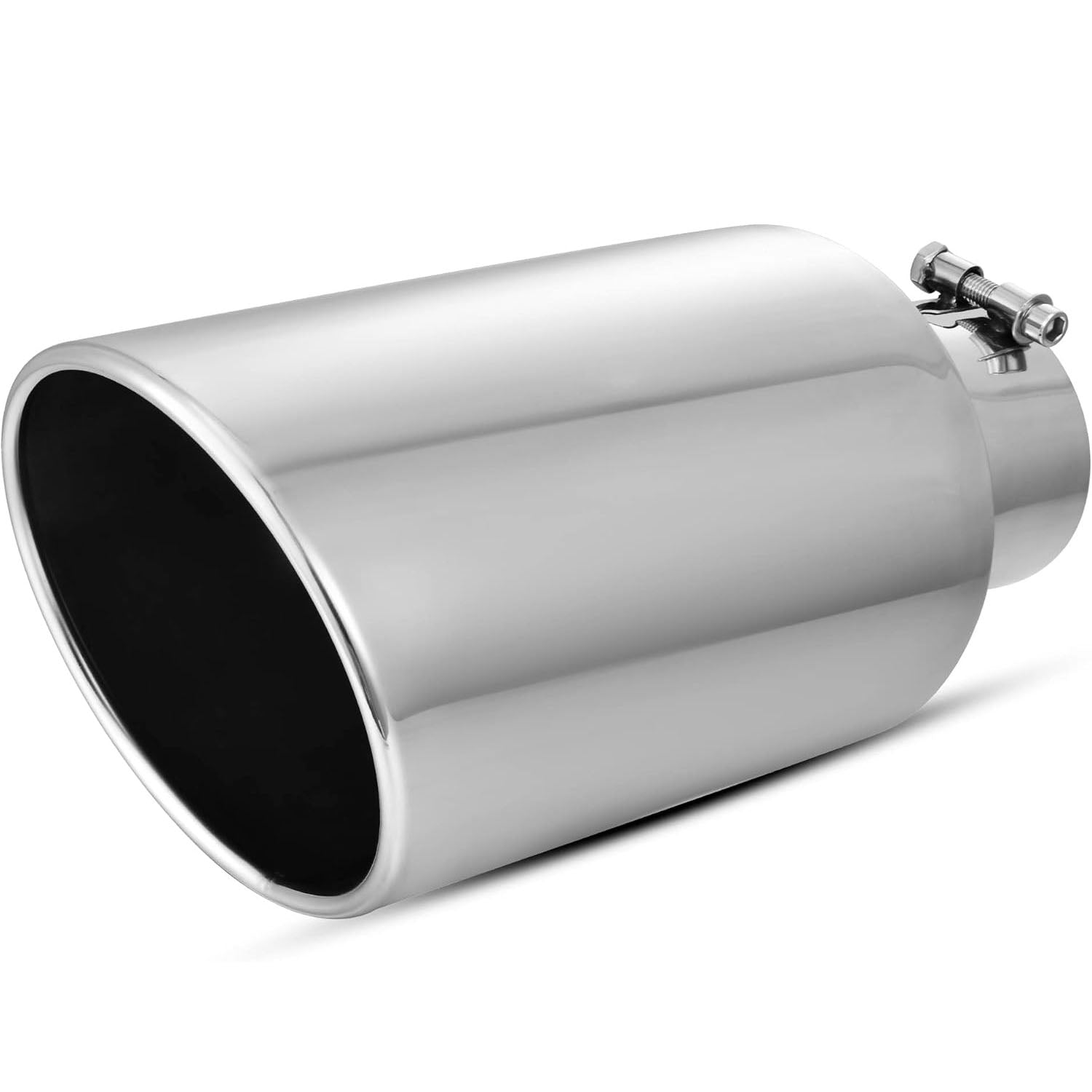 YITAMOTOR Chrome Exhaust Tip 4 Inch Inlet, 4" Inlet 7" Outlet 15" Overall Length Stainless Steel Diesel Exhaust Tail Tip