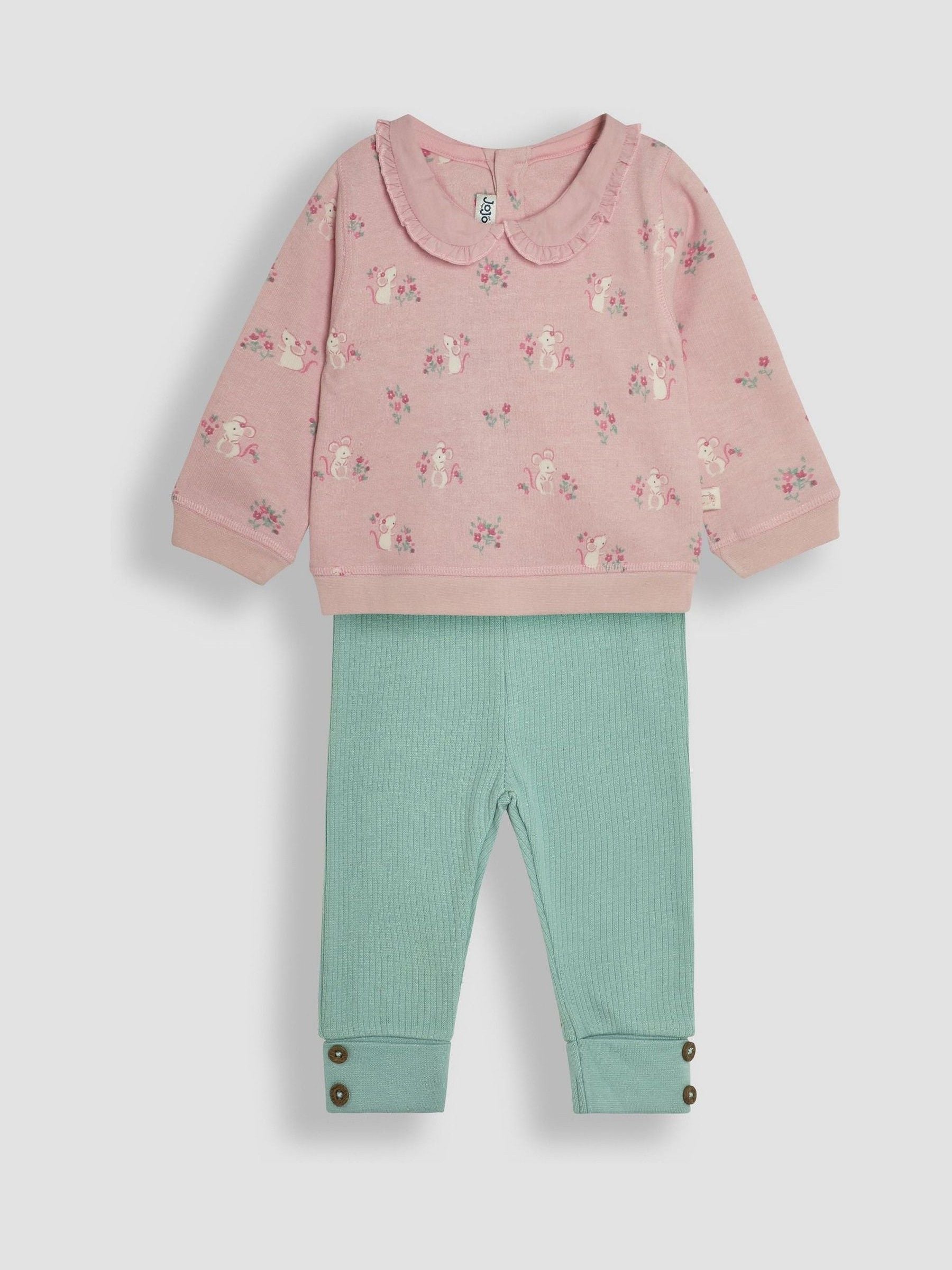 Pink Pretty Mouse Sweatshirt & Leggings Set 0-3 Mths