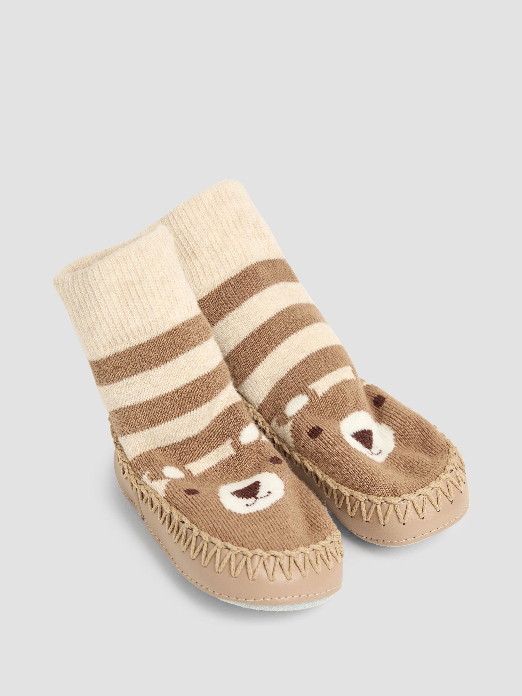 Brown Bear Moccasin Slipper Socks 6-12 Mths