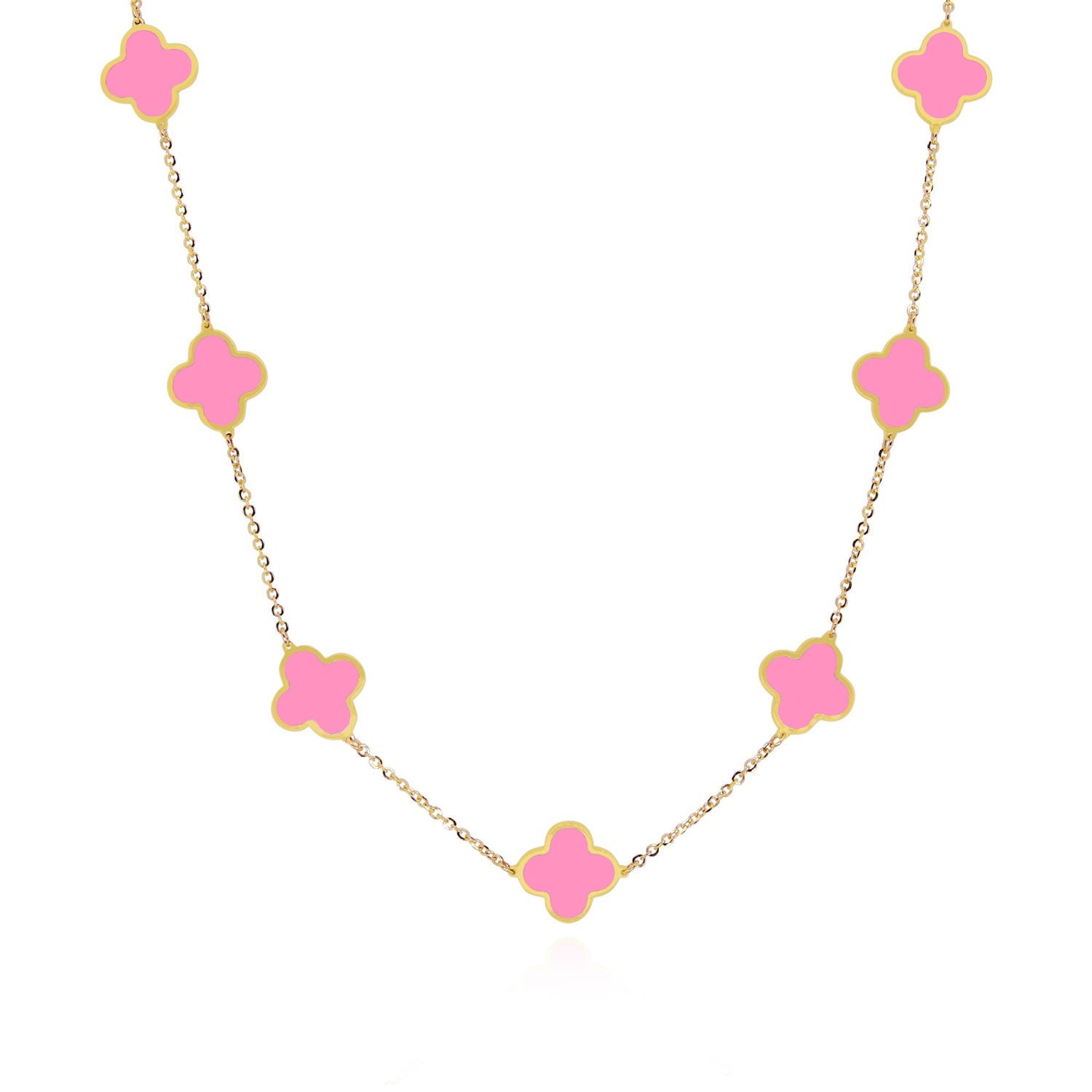Small Bubblegum Pink Clover Necklace