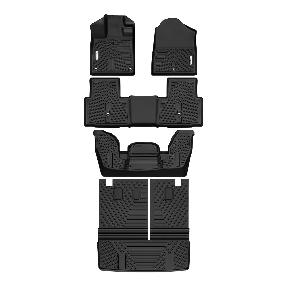 All-Weather Floor Mats & Cargo Liner for 2023-2025 Honda Pilot, Custom Fit 7-8 Passenger Interior Liners, Full Set, Black