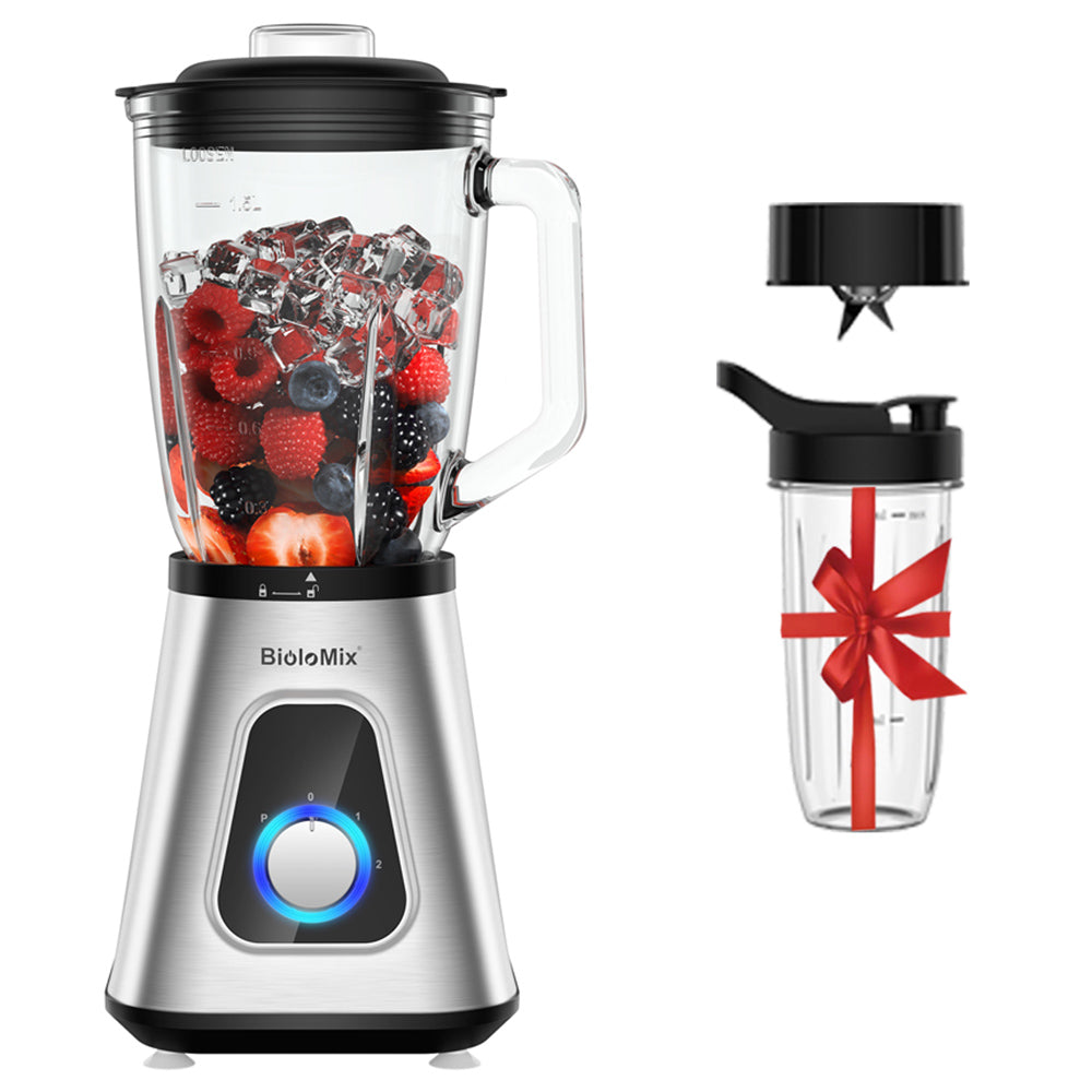 BioloMix SF701 1300W Smoothie Blender with 1.5L Glass Jar 2 Speed Settings Pulse Function