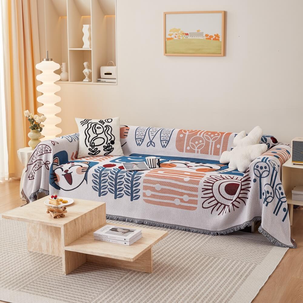 Bohemian Pattern Furniture Protection Sofa Decor Wear-Resistant Couch Cover, Style 4# - 70.87*70.87 in