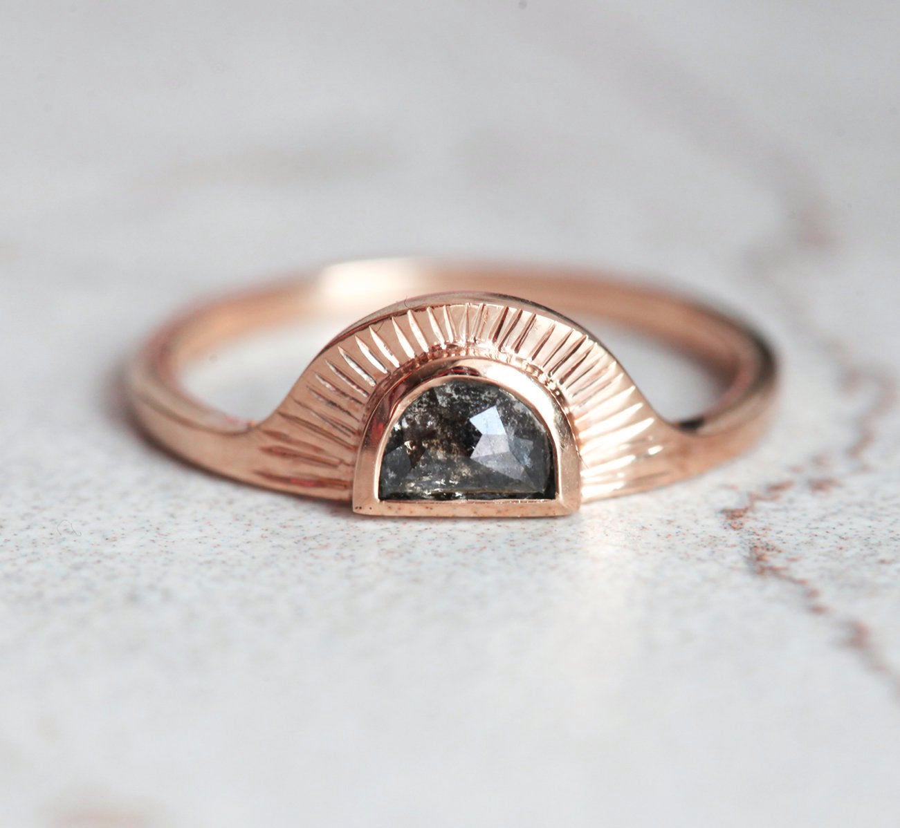 Bristol Half Moon Salt & Pepper Diamond - 14k rose gold