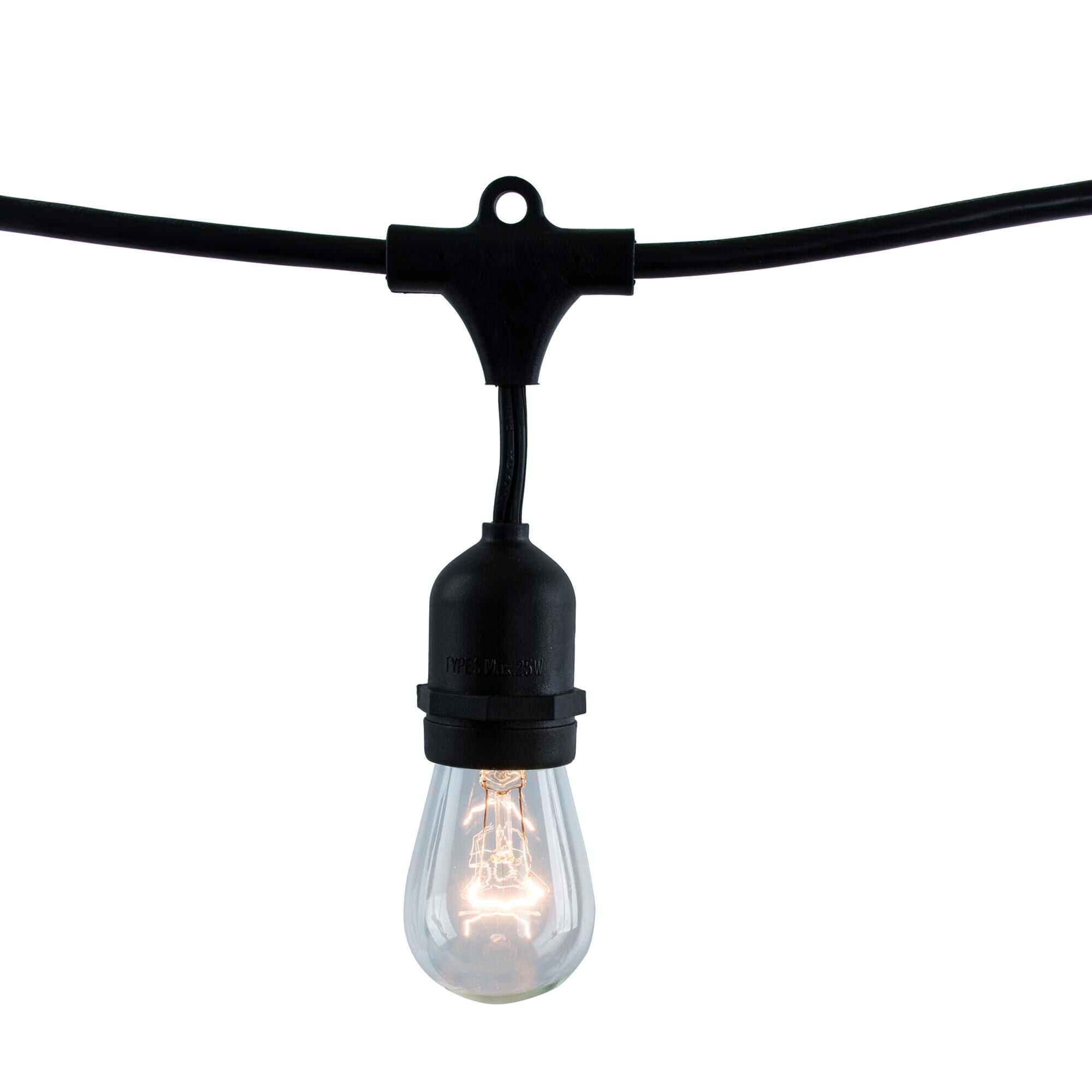 Bulbrite 11 Watt 2700K S14 String Light - STRING15L-48FT-36IN-E26-BLACK-INC-S14 - Modern Contemporary