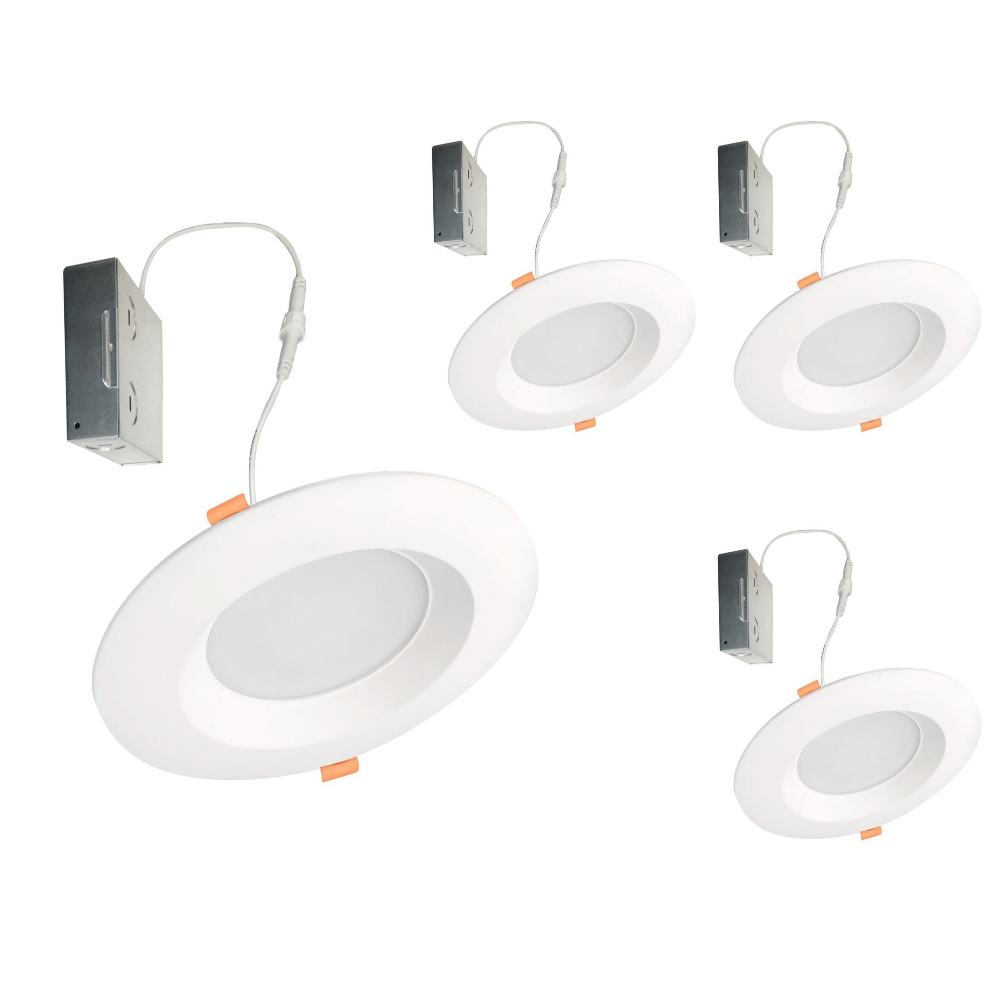 Bulbrite 1 Inch LED 110 Degree Recessed Lighting Trim - LED12RECJBOXDL-4-5CCT-827-850-WHRD-D-4PK - Modern Contemporary