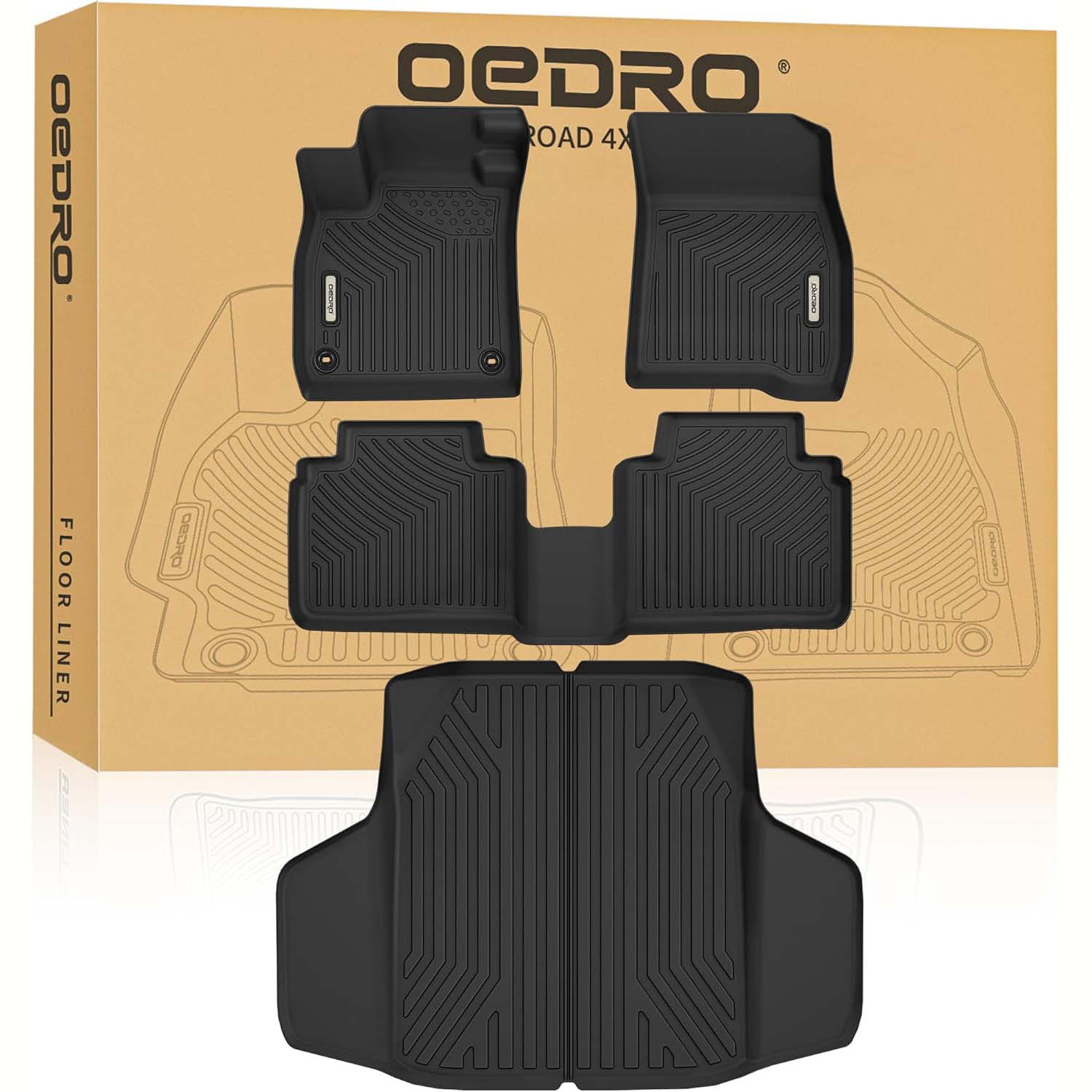 OEDRO Floor Mats & Cargo Trunk Liners All-Weather TPE Full Set for 2023-2025 Honda Accord & Accord Hybrid