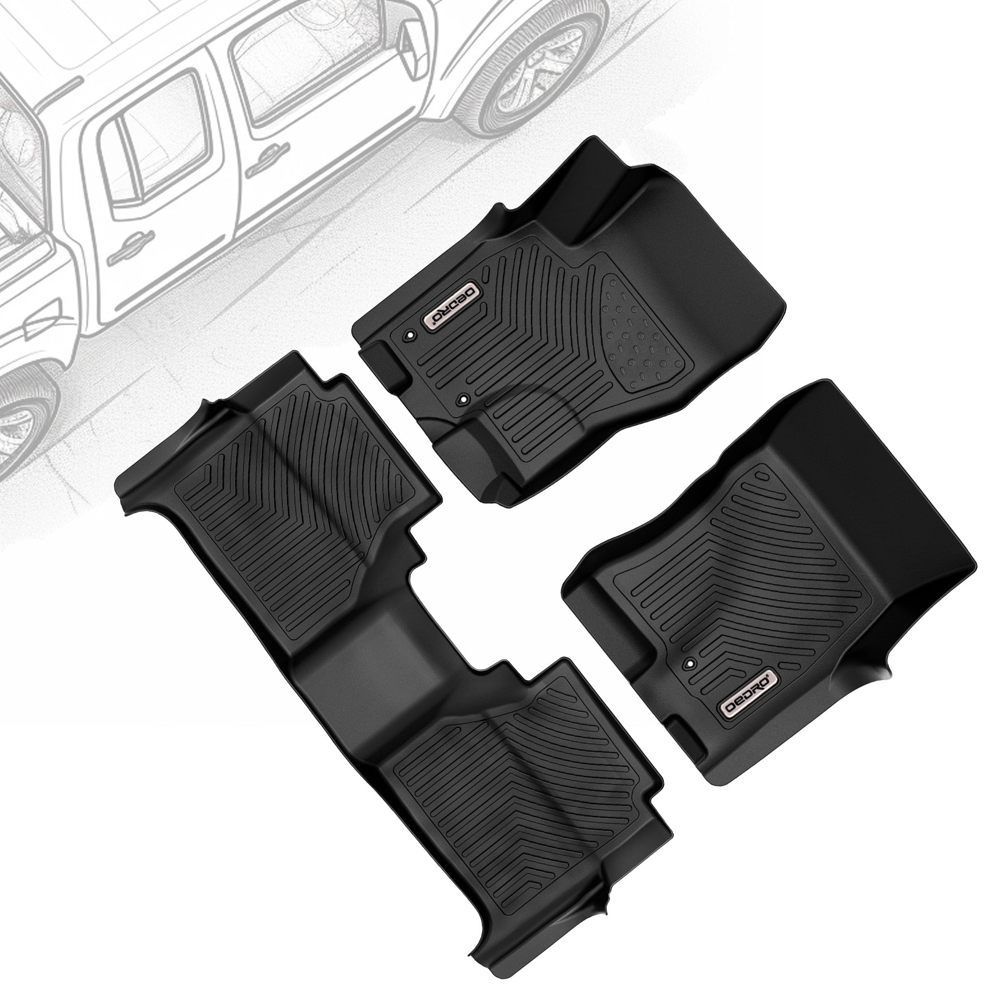 OEDRO Floor Mats for 2008-2021 Nissan Frontier Crew Cab,Black TPE  All Weather Guard Full Set Car Mats