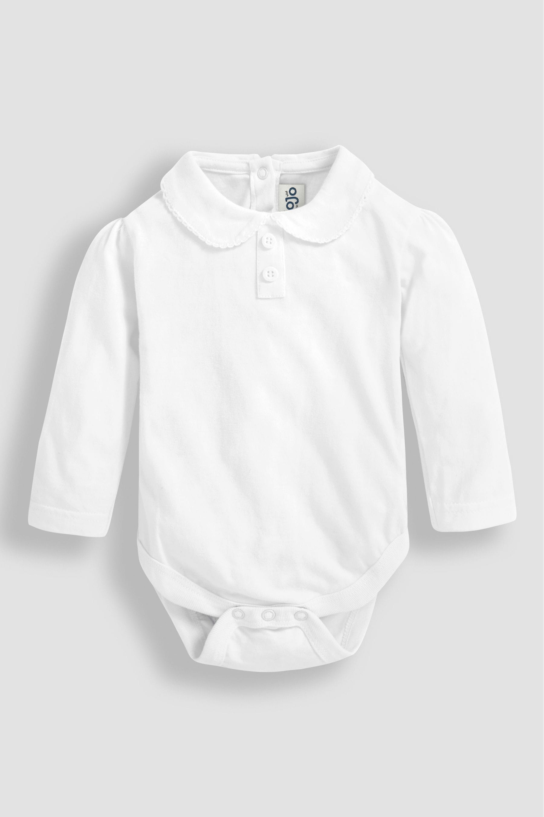 White Plain Long Sleeve Peter Pan Bodysuit 6-12 Mths Matron Inn