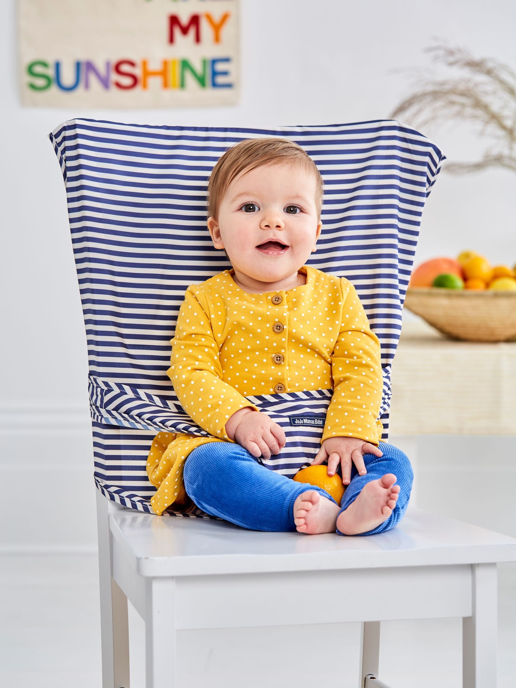 Navy Stripe Pack-Away Pocket Highchair ONE