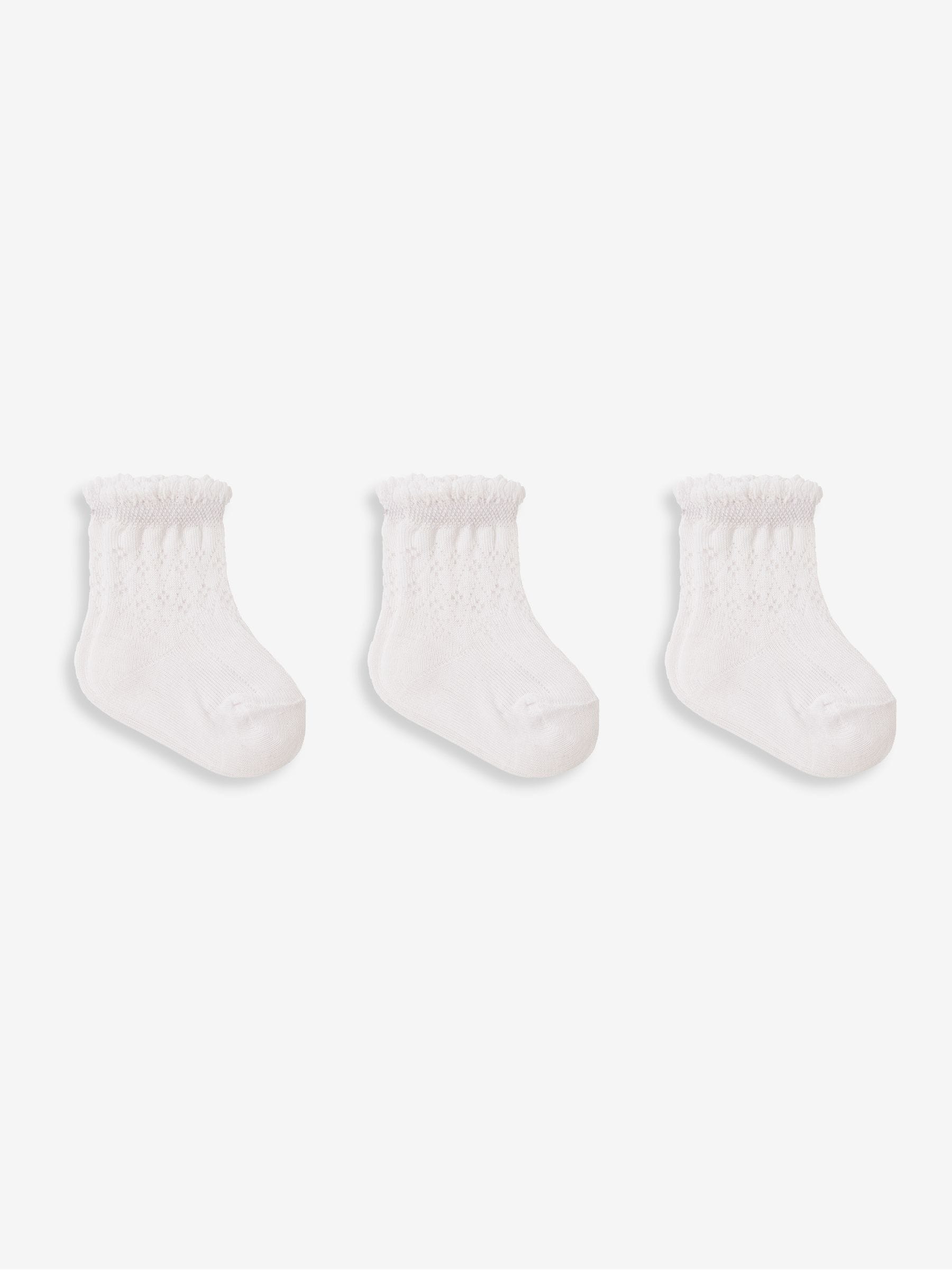 White 3-Pack Pretty Pointelle Socks 4-6 Yrs