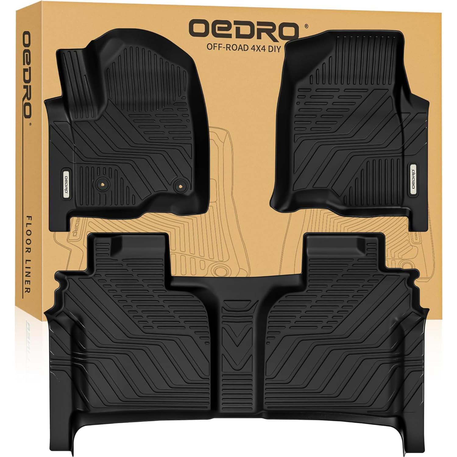OEDRO Floor Mats Fits for 2019-2025 Chevy Silverado -GMC Sierra 1500 & 2020-2025 Chevy Silverado -GMC Sierra 2500HD-3500HD Crew Cab W- Rear Underseat