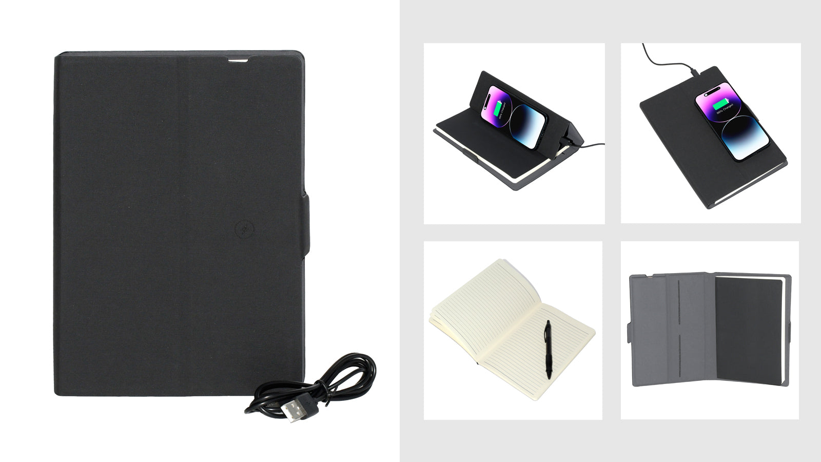 NICCI Notebook with Wireless Phone Charger Black