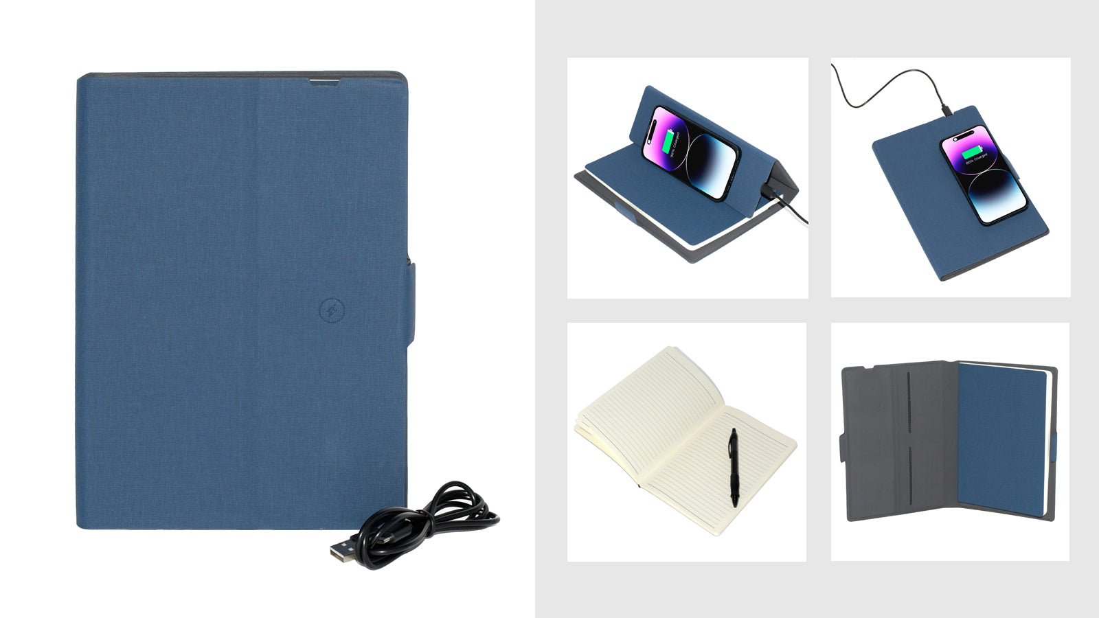 NICCI Notebook with Wireless Phone Charger Navy