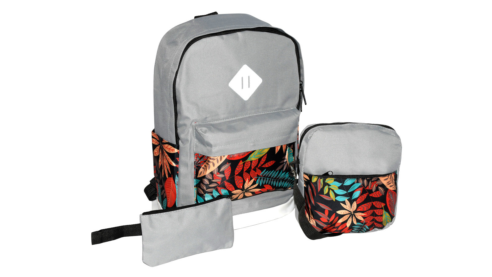 CBM Inc. NICCI Backpack Floral 3 Piece Set Grey