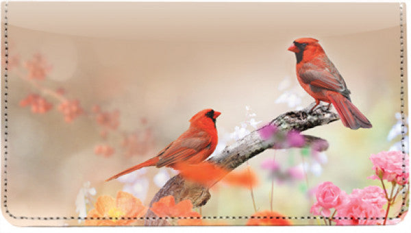 Tranquil Birds Leather Checkbook Cover