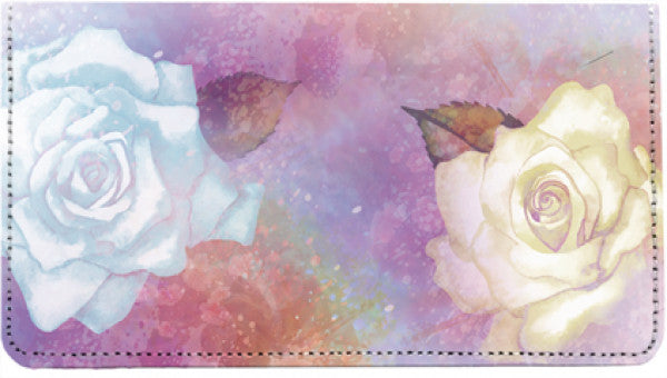 Watercolor Flowers Leather Checkbook Cover