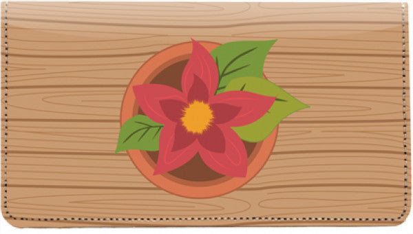Potted Flowers Leather Checkbook Cover