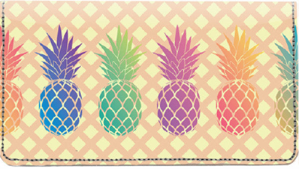 Pineapples Leather Checkbook Cover