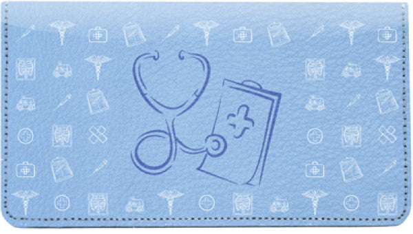 Stethoscope Nurse Pattern Leather Checkbook Cover
