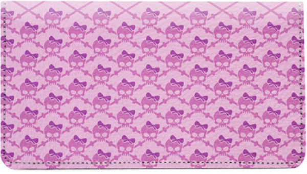 Repeating Bow Skull Leather Checkbook Cover