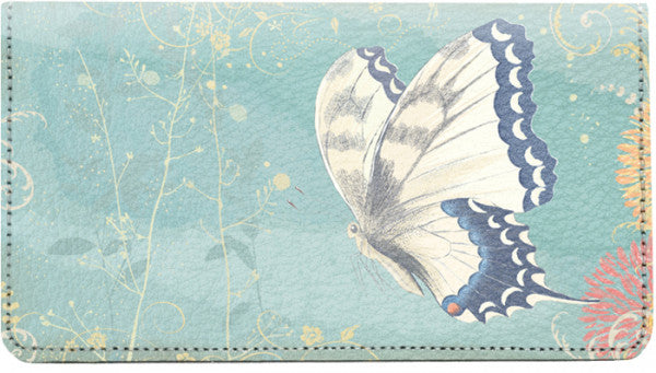 Beautiful Butterflies Leather Checkbook Cover