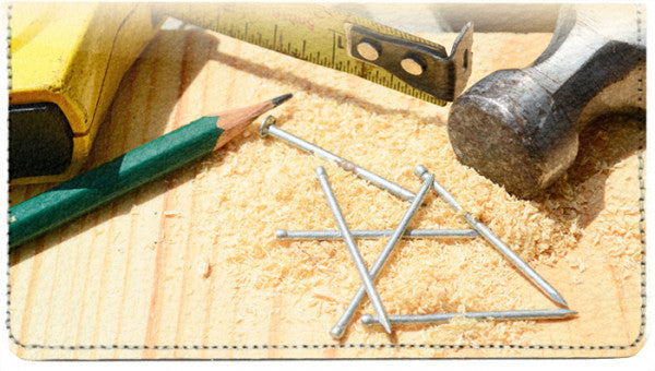 Wood Works Leather Checkbook Cover