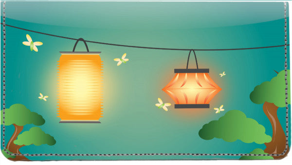 Oriental Lanterns Leather Checkbook Cover