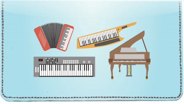Musical Instruments Leather Checkbook Cover